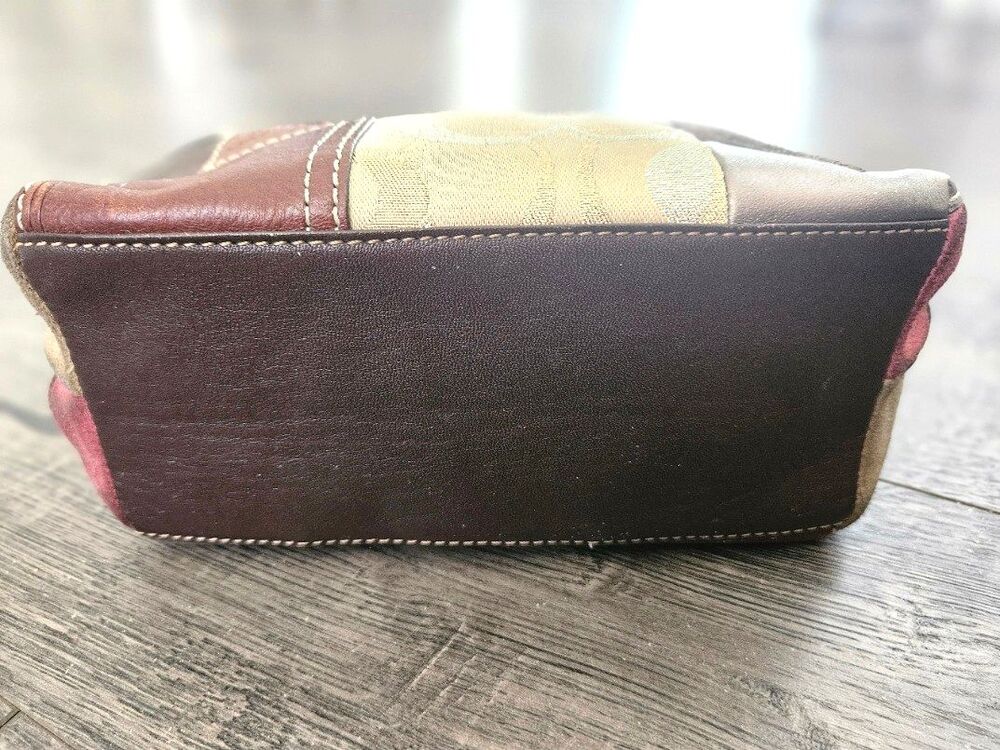 Vintage Y2K Coach Holiday Patchwork Mini Demi Hobo Bag Multi Brown Leather - Picture 7 of 11